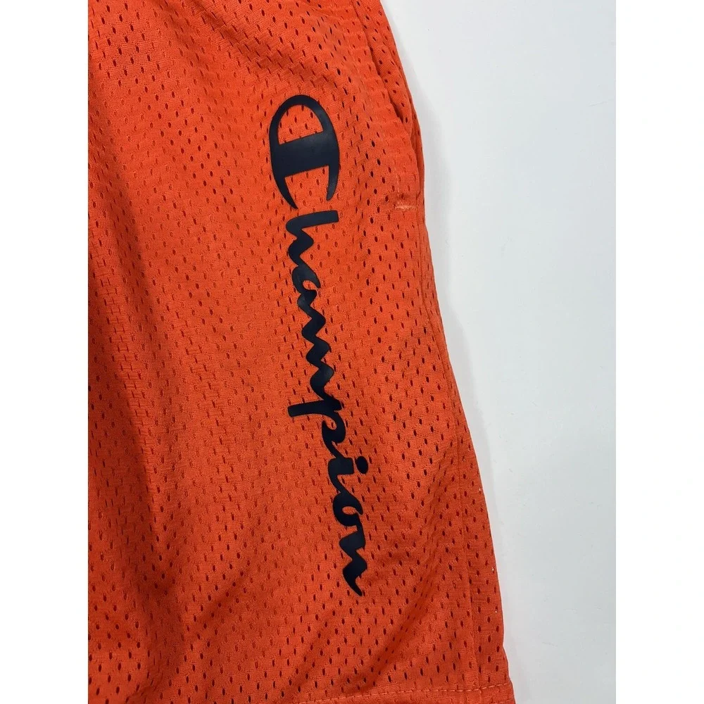 Champion‎ Shorts Youth Sz M Orange Mesh Athletic Elastic Waist Pockets